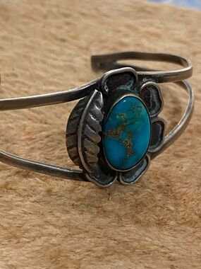 Navajo Bracelet 925 Silver Natural Blue Turquoise